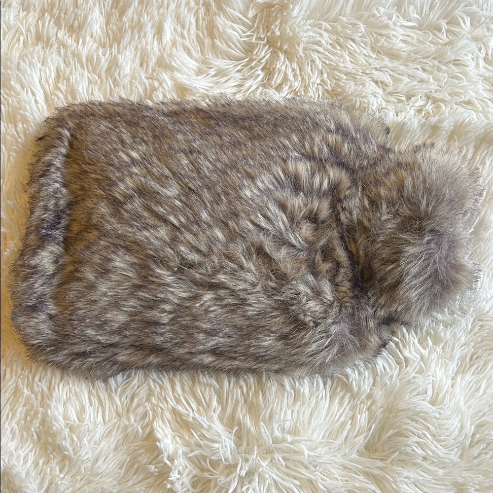 Faux Fur Hot Water Bottle in Beige Gray and Brown blend fur cover - Picture 4 of 7
